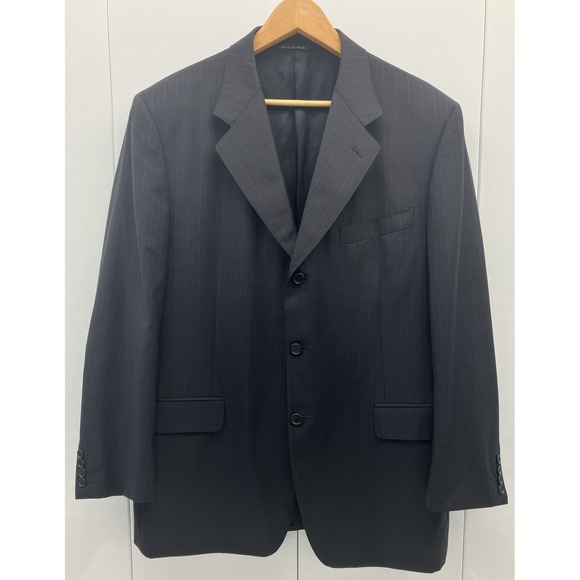 Canali‎ Men's Blazer Navy Blue Micro Pinstripe Size 44 100% Wool